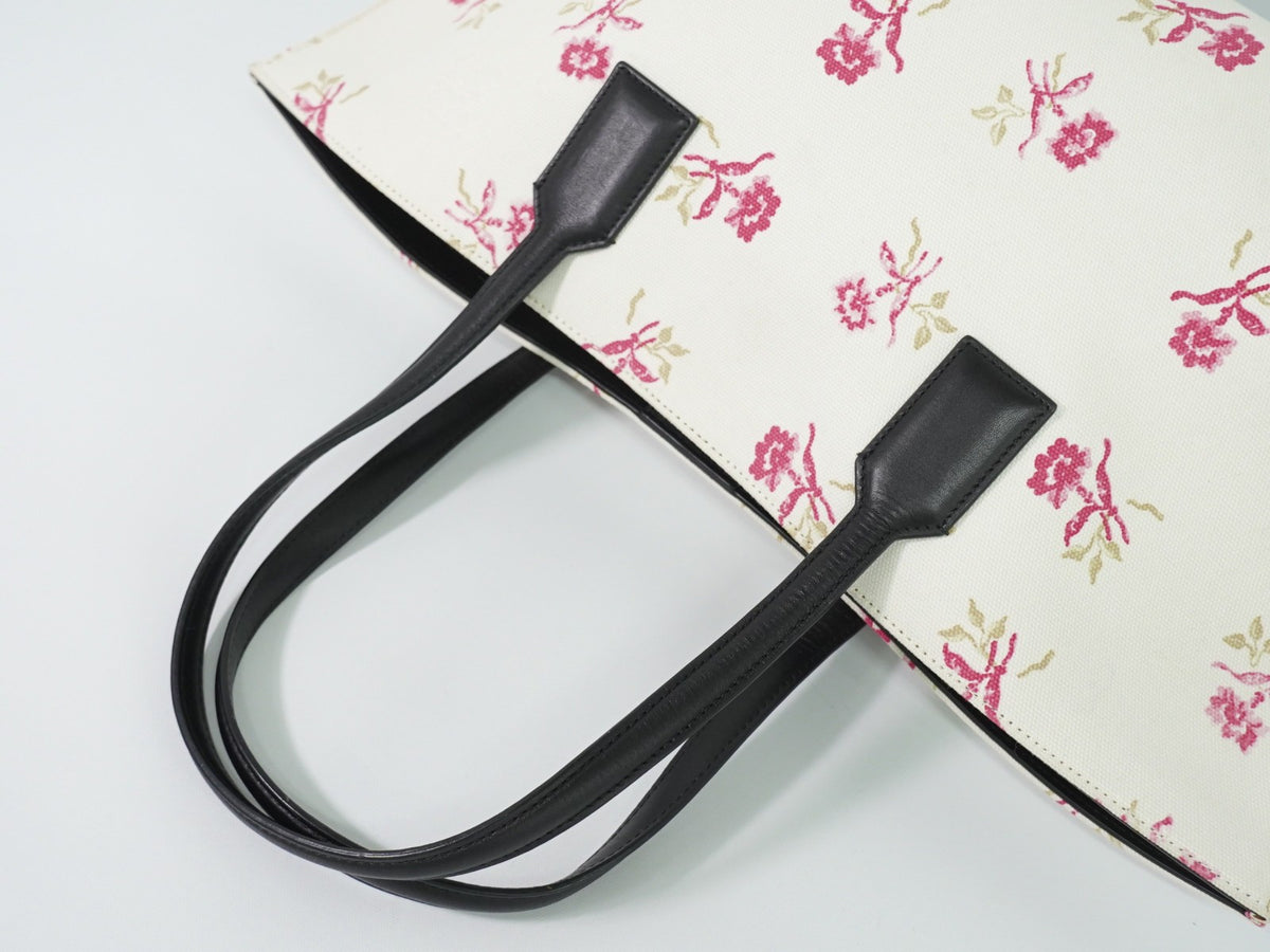 Loewe T Shopper Printed Canvas White Canvas Tote Bag Bag (Pre-Owned)