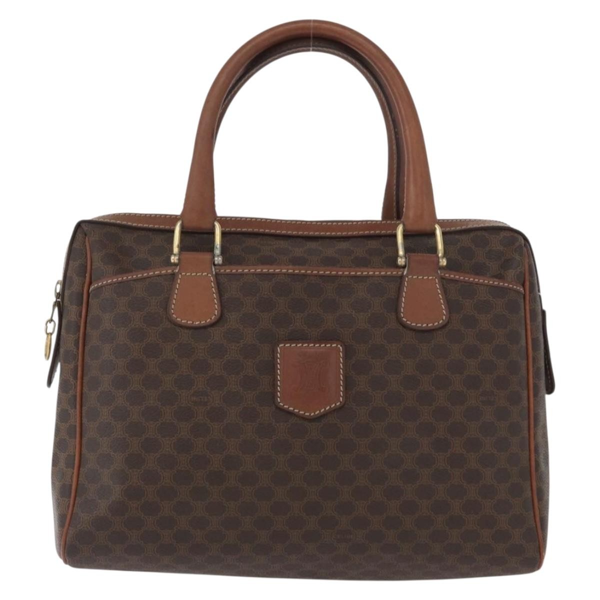 Celine Vintage Macadam Canvas And Leather Brown Canvas Handbag (Pre-Owned)