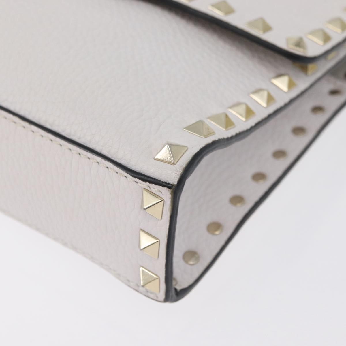 Valentino Garavani Rockstud Flip Lock Flap Leather White_Gold Leather Shoulder Bag Bag (Pre-Owned)