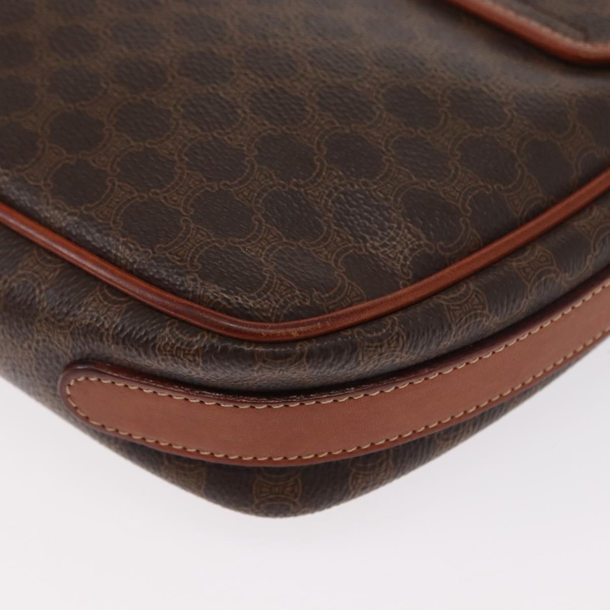 Celine Vintage Macadam Canvas And Leather Brown Canvas Shoulder Bag Bag (Pre-Owned)