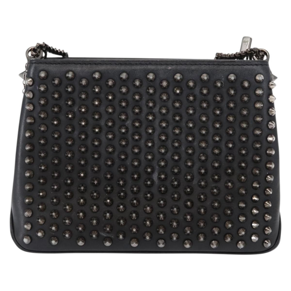 Christian Louboutin Triloubi Chain Leather Black Leather Handbag (Pre-Owned)