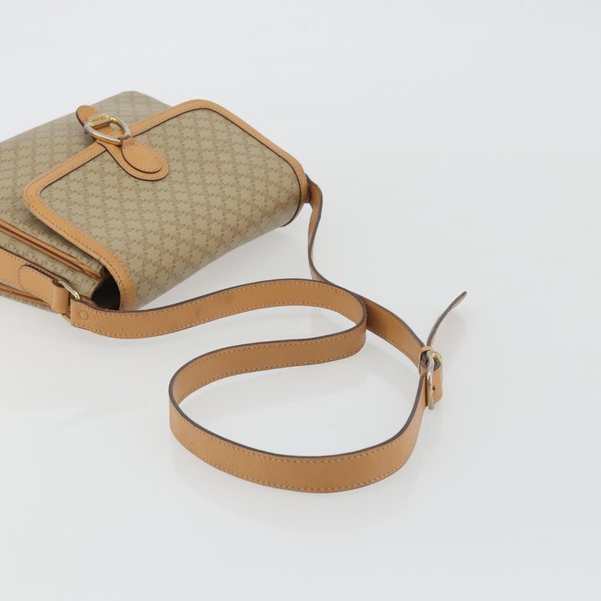 Celine Vintage Macadam Canvas And Leather Beige Canvas Shoulder Bag Bag (Pre-Owned)