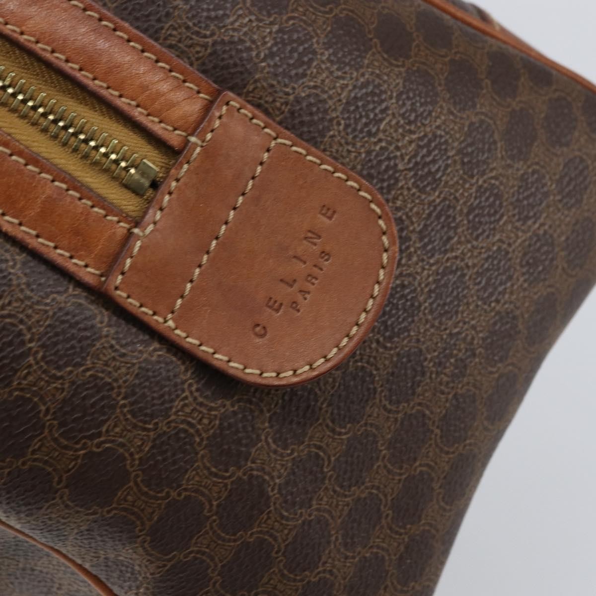 Celine Vintage Macadam Boston Canvas Brown Canvas Handbag (Pre-Owned)