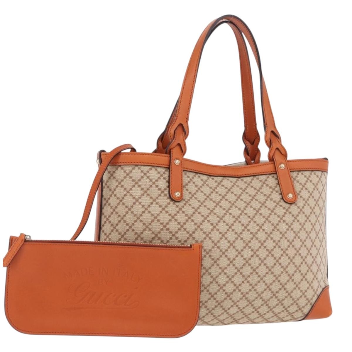 Gucci Craft Gg Canvas With Leather Beige Canvas Tote Bag Bag (Pre-Owned)