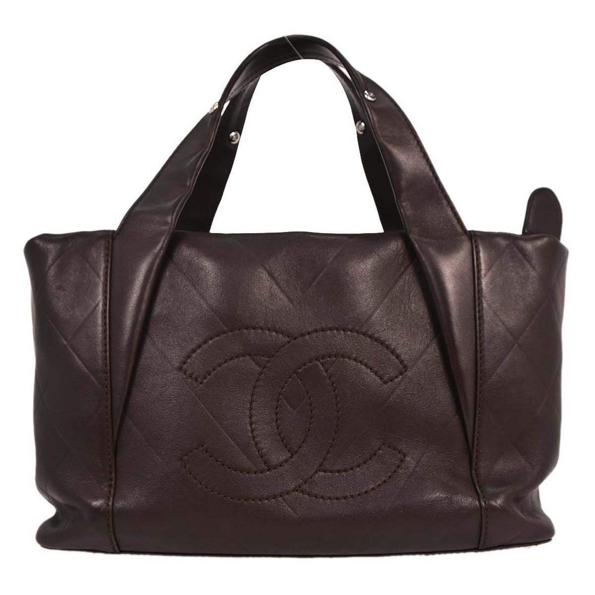 Chanel All Day Long Chevron Leather Brown Leather Tote Bag Bag (Pre-Owned)
