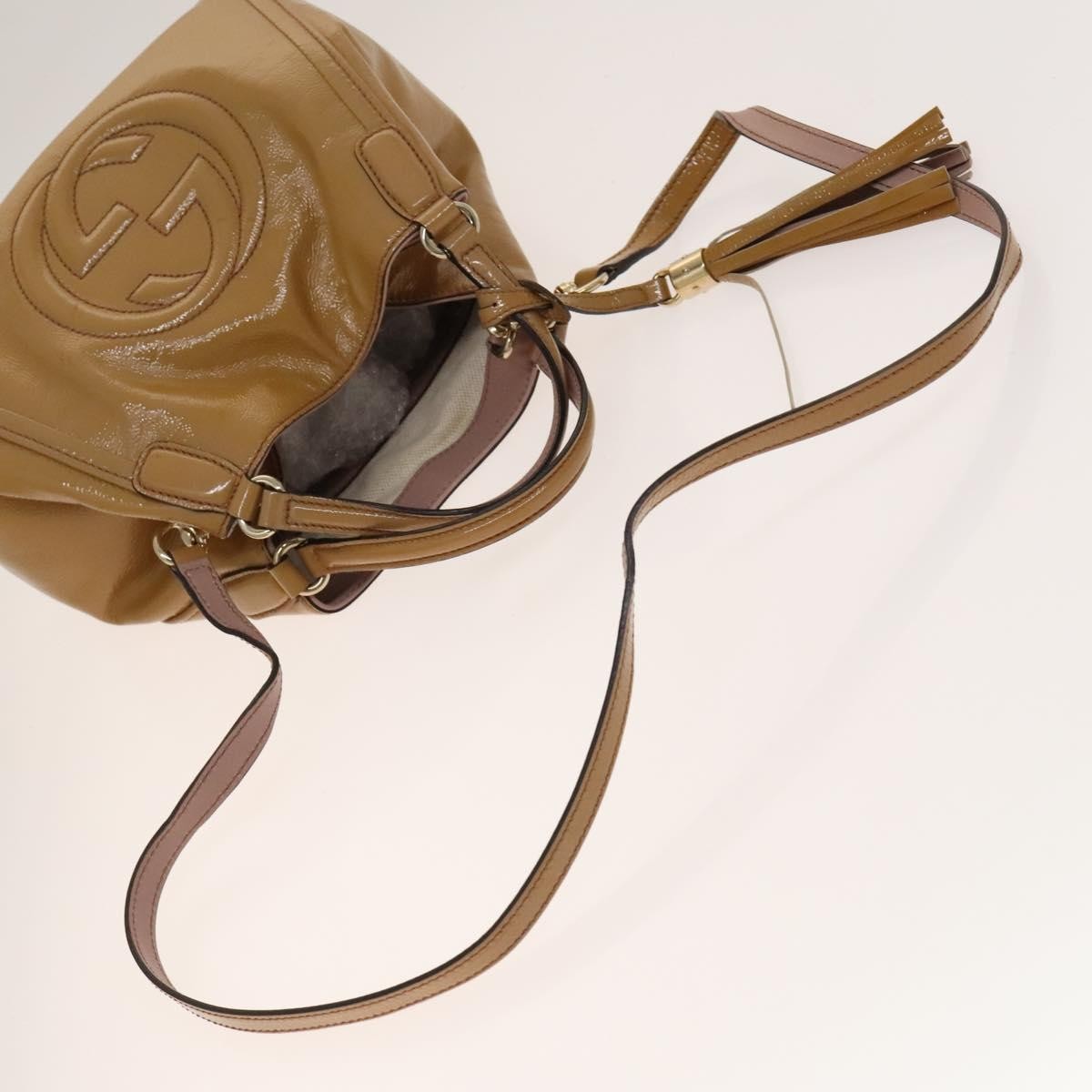 Gucci Soho Convertible Shoulder Patent Beige Patent_Leather Shoulder Bag Bag (Pre-Owned)