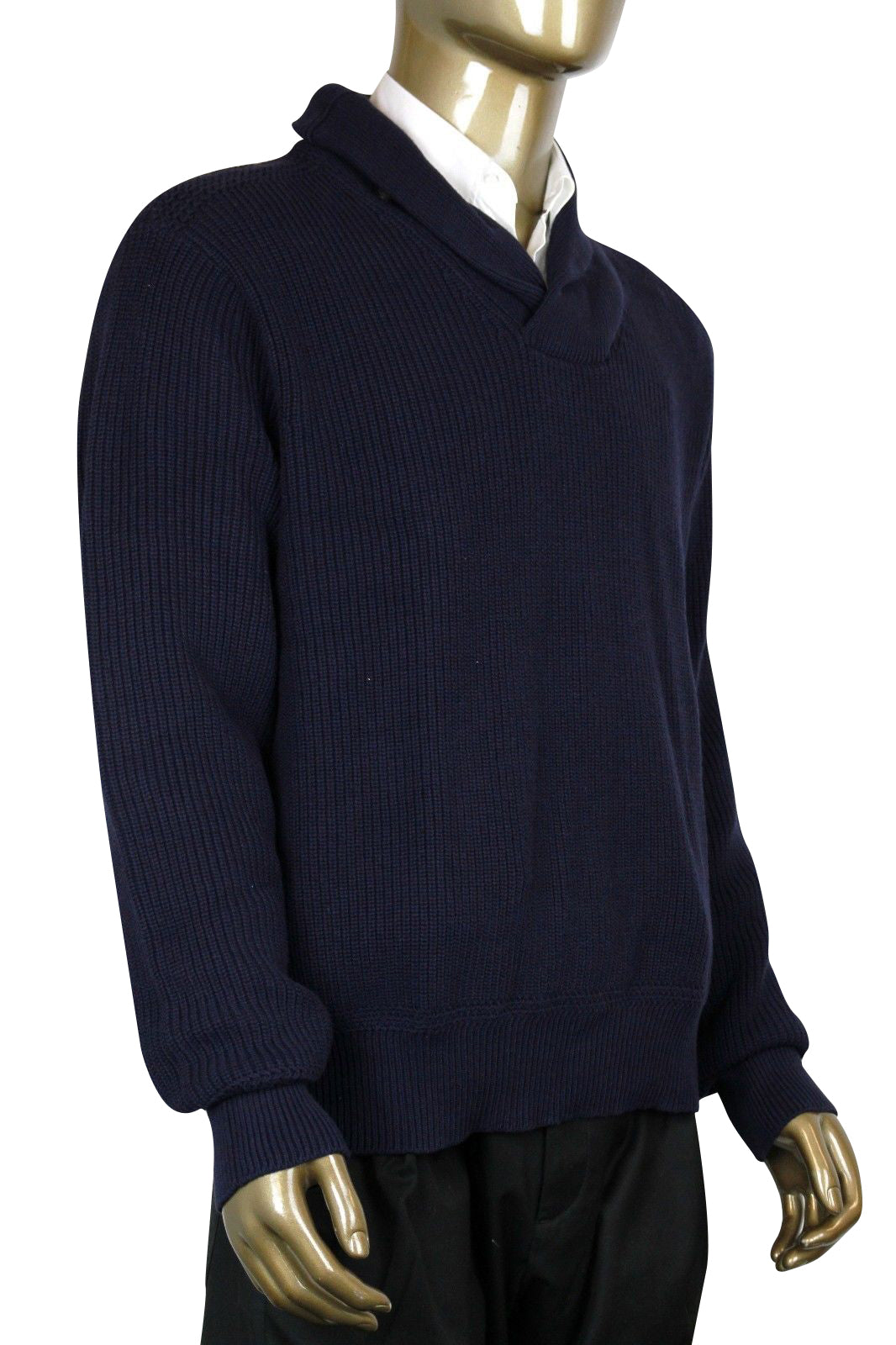 Polo Ralph Lauren Men's Navy Blue Cotton Shawl-Collar Sweater