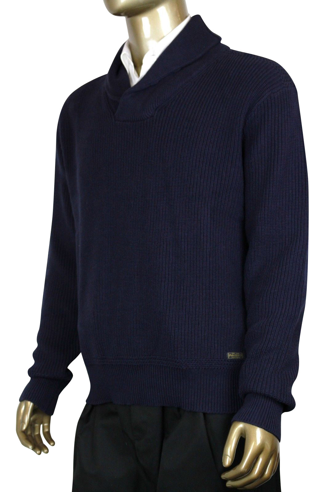Polo Ralph Lauren Men's Navy Blue Cotton Shawl-Collar Sweater