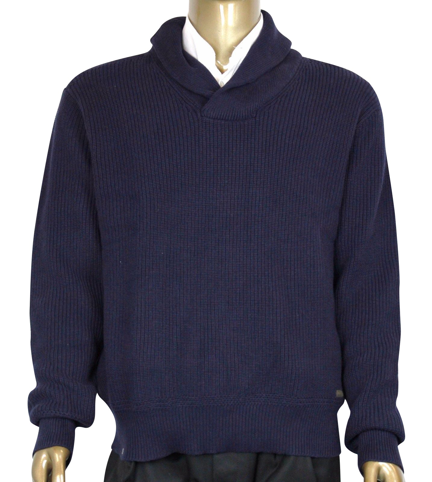 Polo Ralph Lauren Men's Navy Blue Cotton Shawl-Collar Sweater