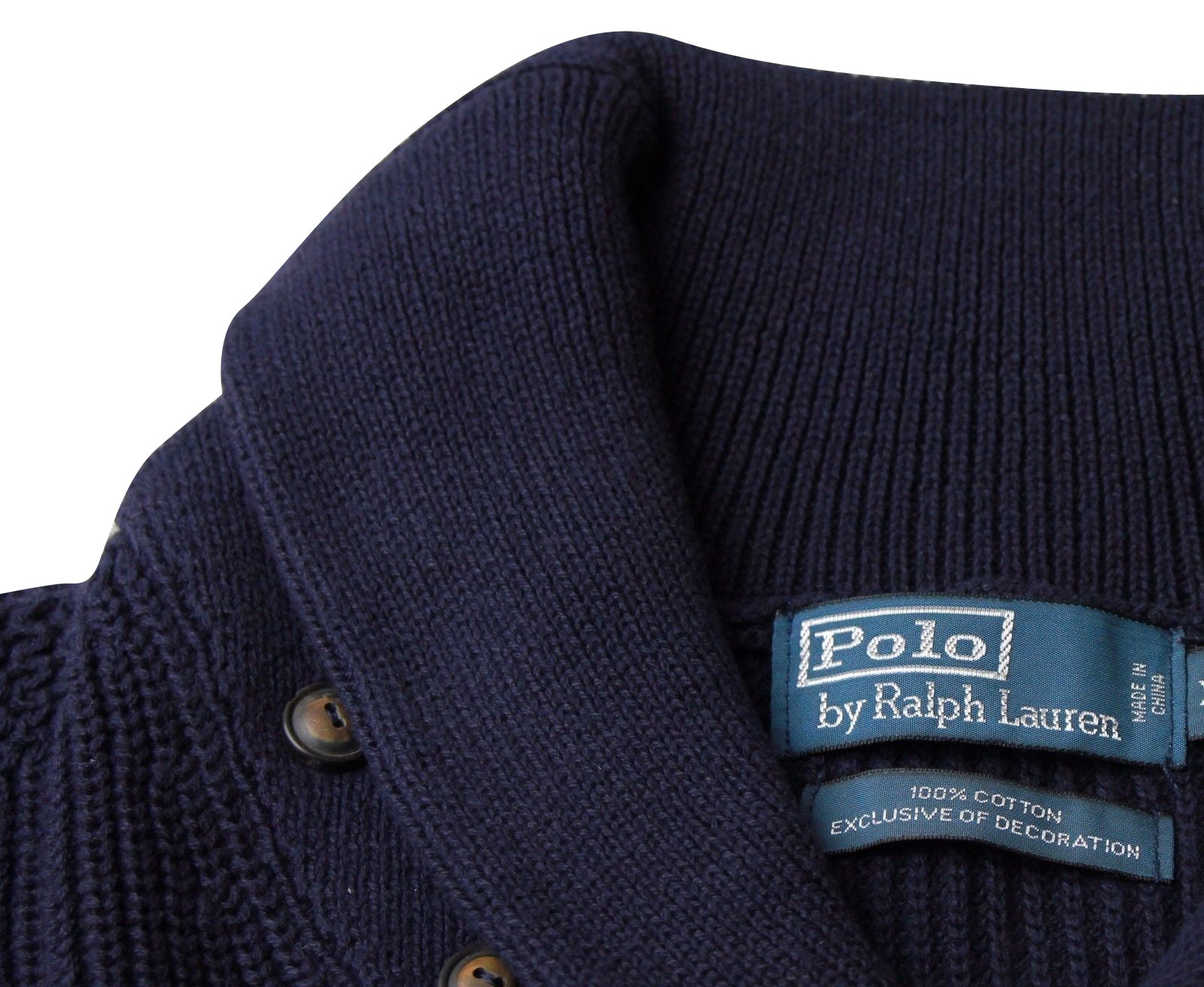 Polo Ralph Lauren Men's Navy Blue Cotton Shawl-Collar Sweater
