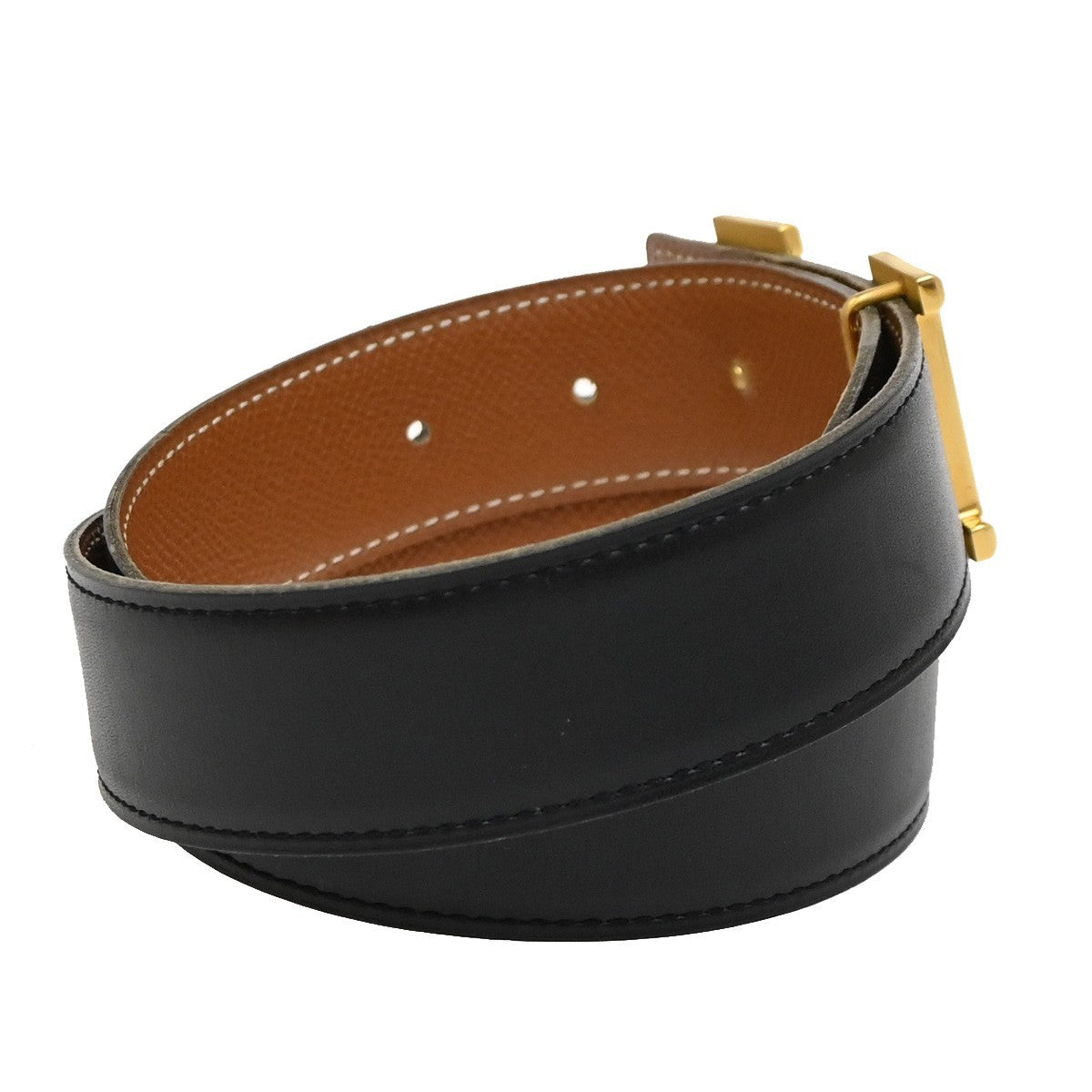 Hermes Constance Reversible Belt Leather Black Leather Belts Accessory (Pre-Owned)
