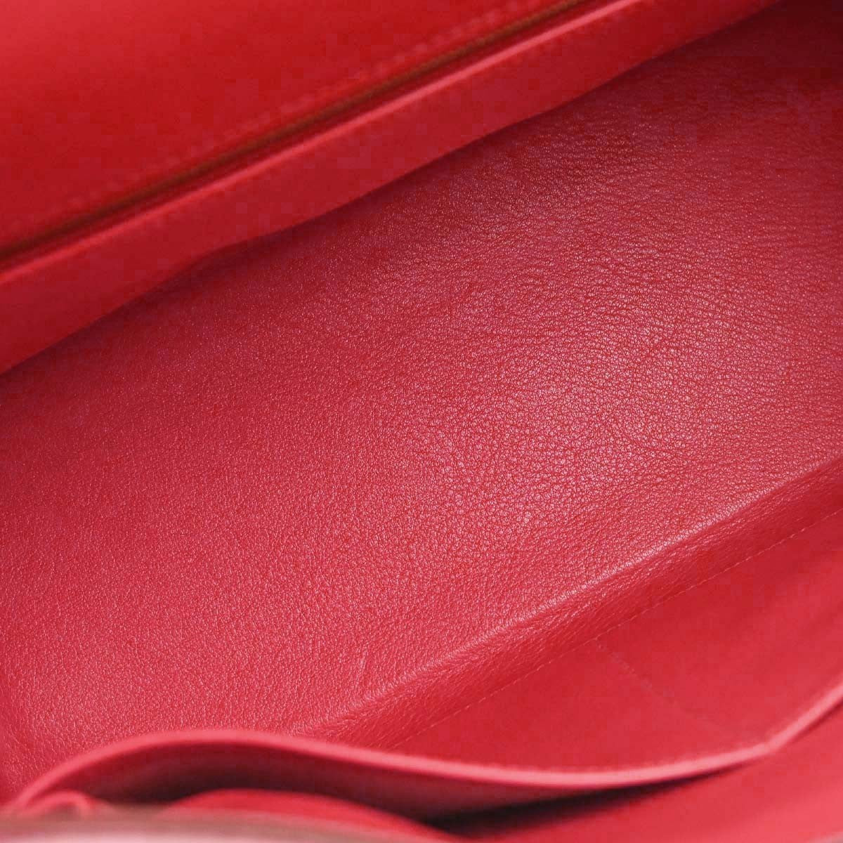 Hermes Kelly Red Evercalf With Gold Hardware Red Leather Handbag (Pre-Owned)
