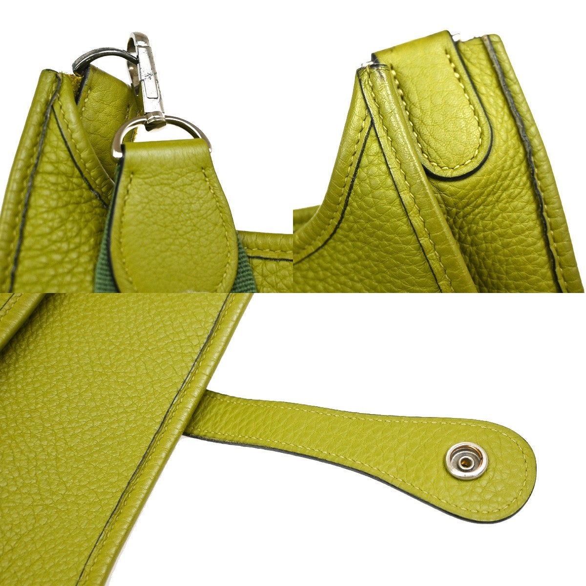 Hermes Evelyne Bag Gen Ii Clemence Green Leather Handbag (Pre-Owned)