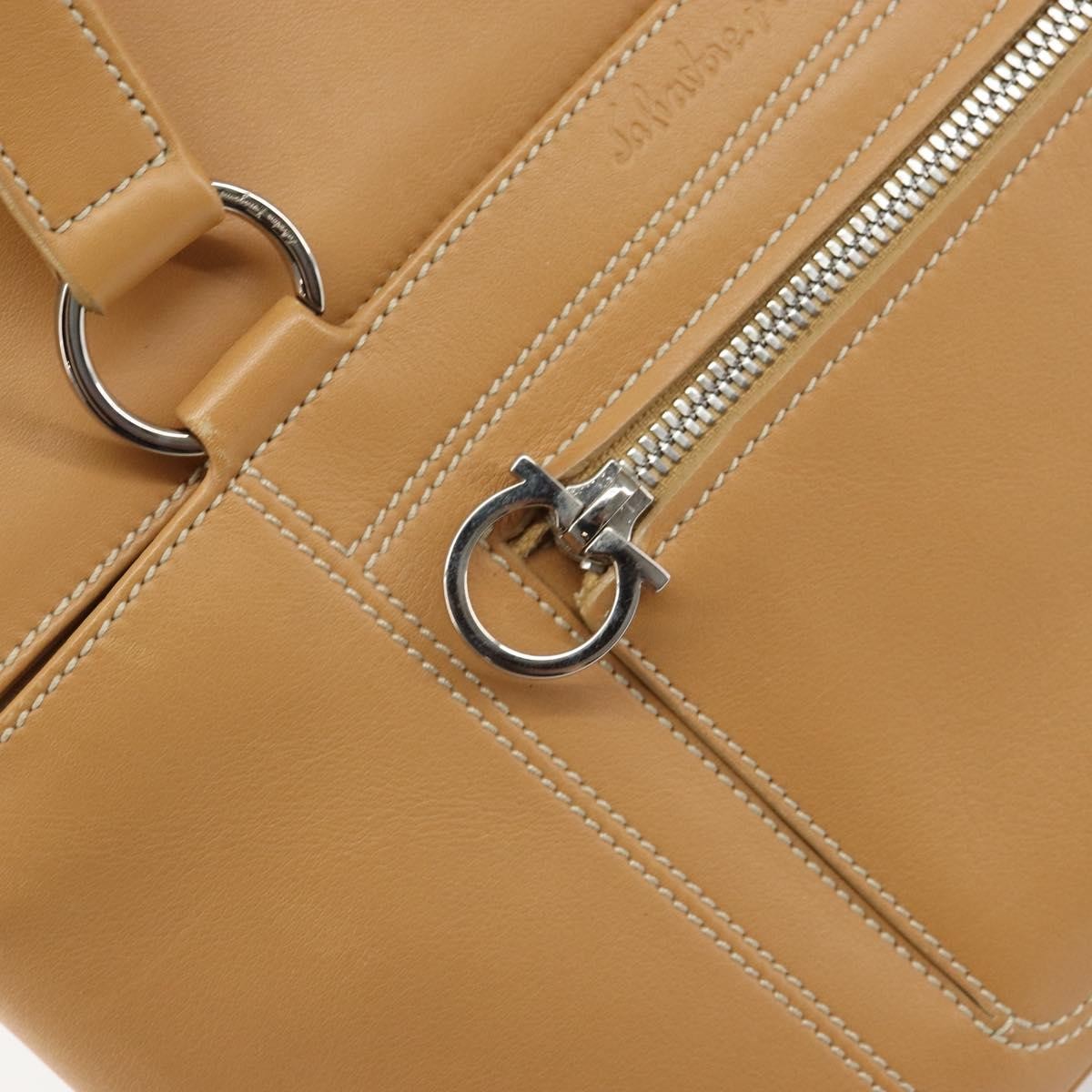 Salvatore Ferragamo Gancini Tote Leather Beige Leather Tote Bag Bag (Pre-Owned)