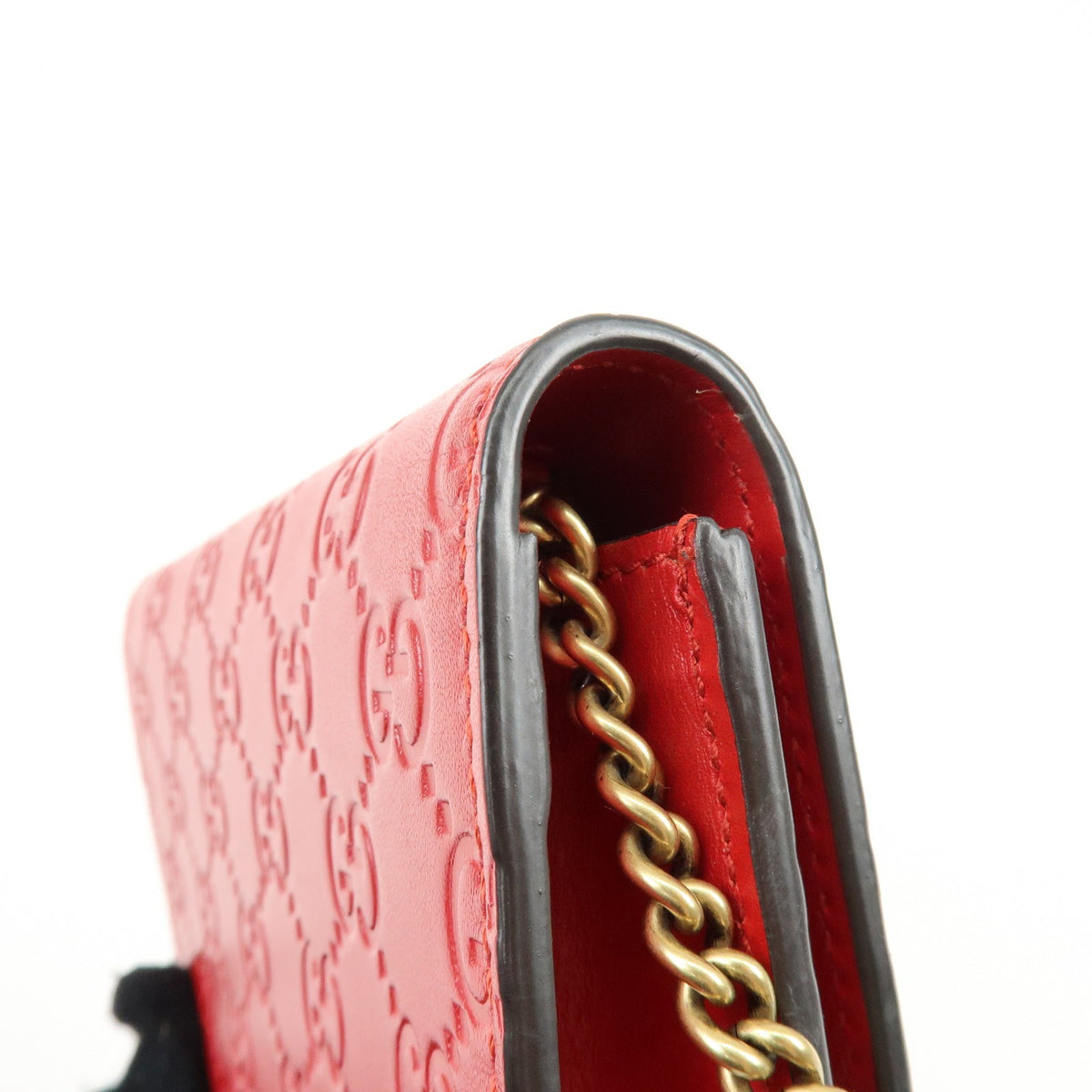 Gucci Cherries Wallet On Chain Guccissima Leather Red Leather Crossbody Bag Bag (Pre-Owned)