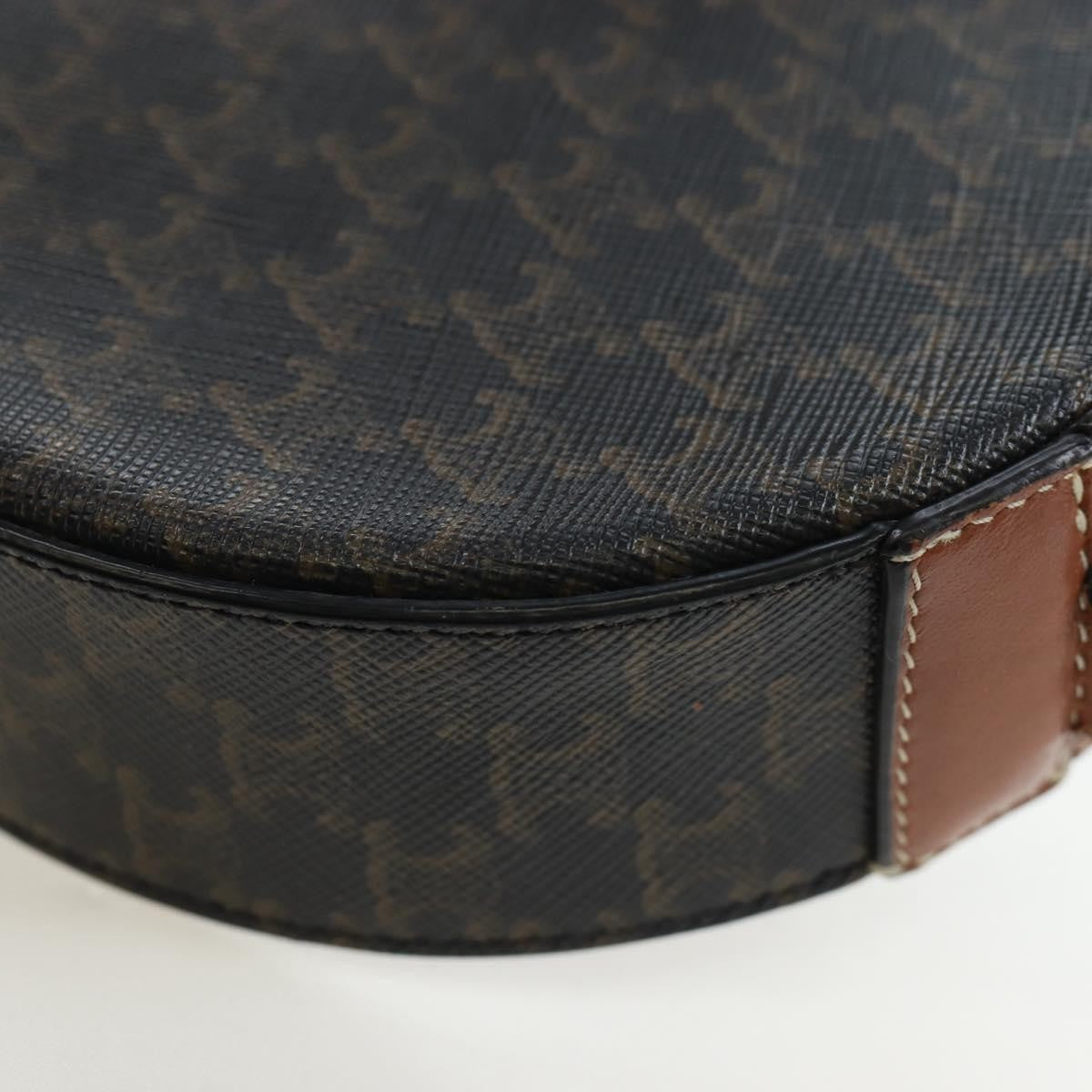 Celine Round Purse On Strap Triomphe Coated Canvas Black Pvc Shoulder Bag Bag (Pre-Owned)