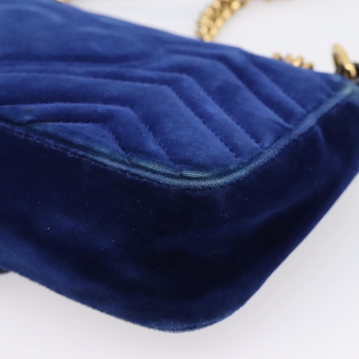 Gucci Gg Marmont Matelassé Velvet Blue Velvet Shoulder Bag Bag (Pre-Owned)