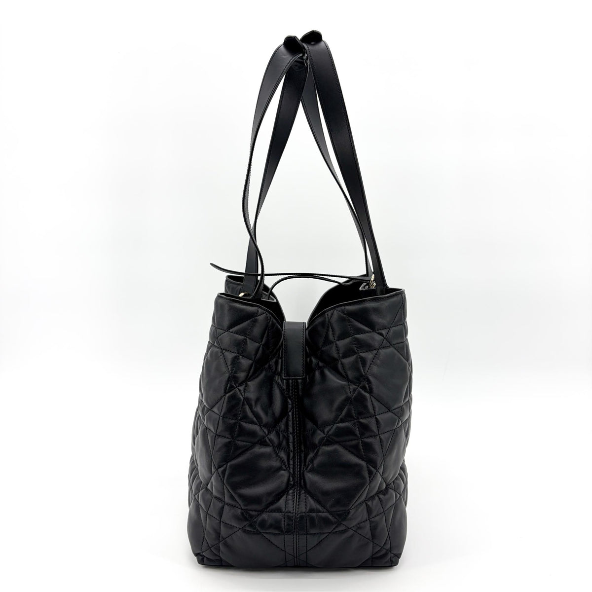 Christian Dior Toujours Macrocannage Quilt Calfskin Black Leather Tote Bag Bag (Pre-Owned)