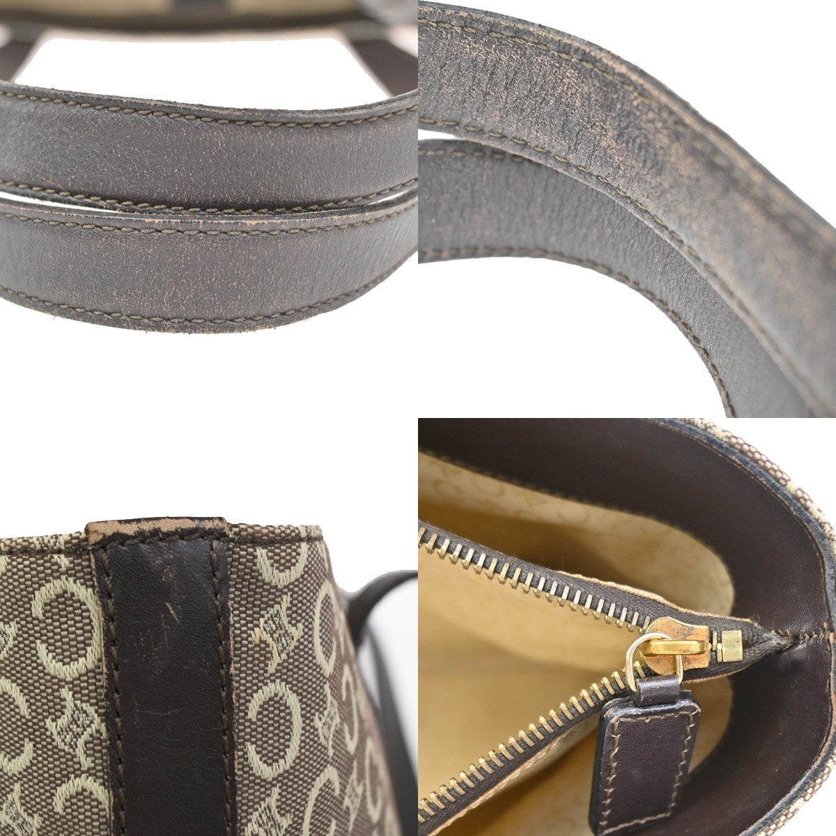 Celine Vintage Macadam Shopper Coated Canvas Brown Canvas Tote Bag Bag (Pre-Owned)