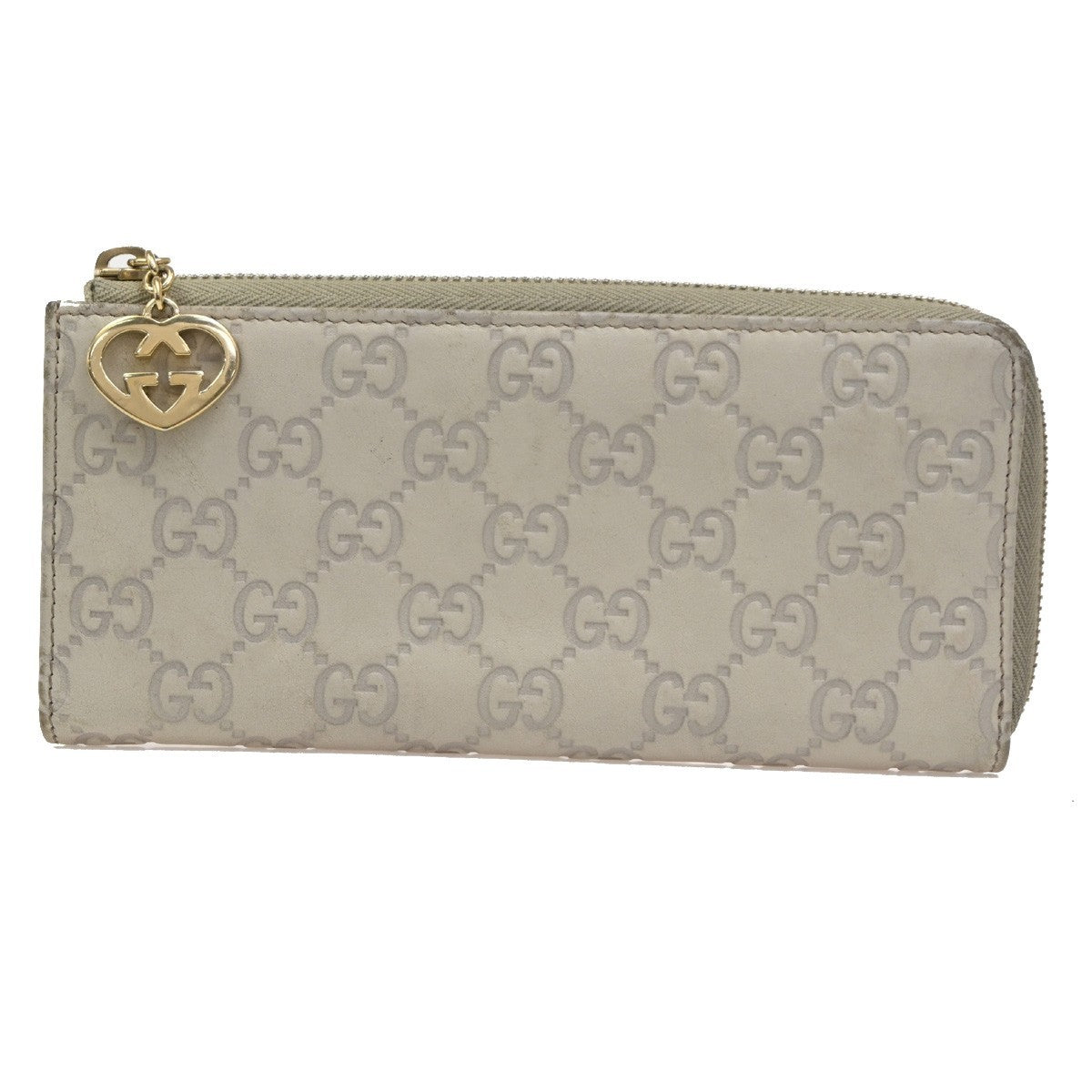 Gucci Interlocking G Zip Around Wallet (Outlet) Leather Beige Leather Wallets Accessory (Pre-Owned)