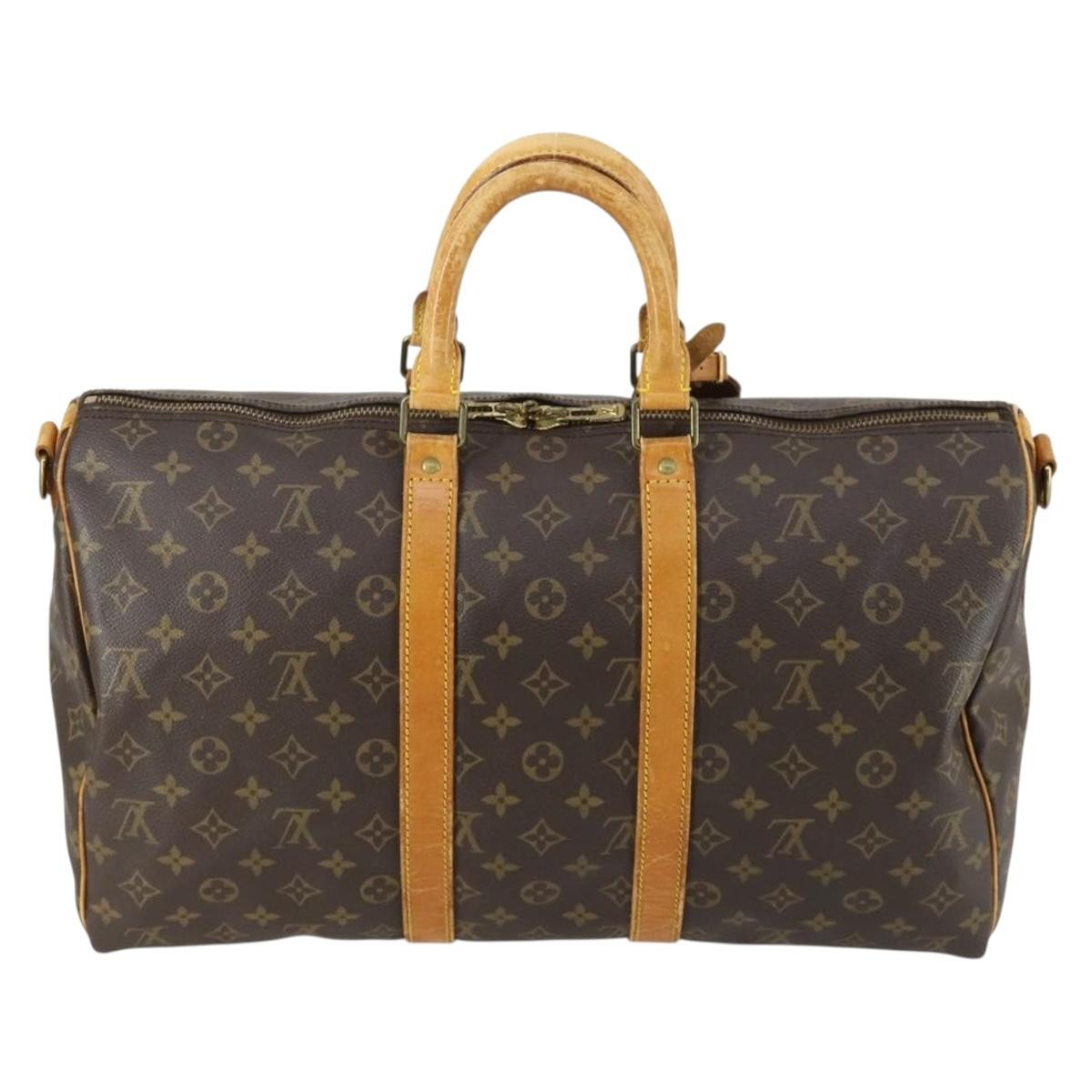 Louis Vuitton Keepall Bandouliere Monogram Canvas Brown Canvas Travel Bag Bag (Pre-Owned)