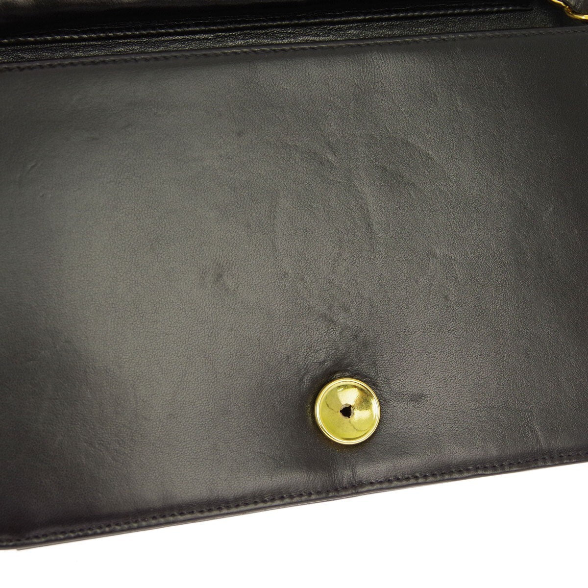 Chanel Vintage Classic Single Flap Quilted Lambskin Black Leather Shoulder Bag Bag (Pre-Owned)