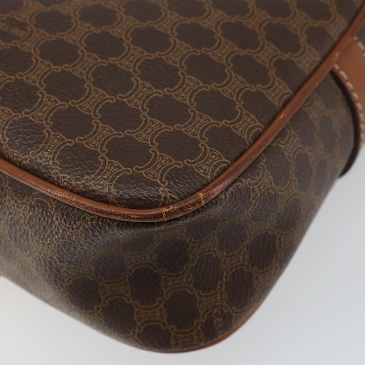 Celine Vintage Macadam Canvas And Leather Brown Canvas Shoulder Bag Bag (Pre-Owned)