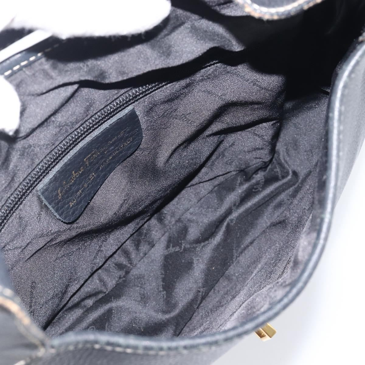 Salvatore Ferragamo Gancini Leather Black Leather Crossbody Bag Bag (Pre-Owned)