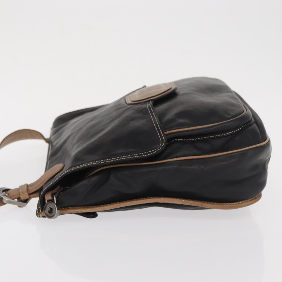 Loewe Anagram Leather Black Leather Shoulder Bag Bag (Pre-Owned)