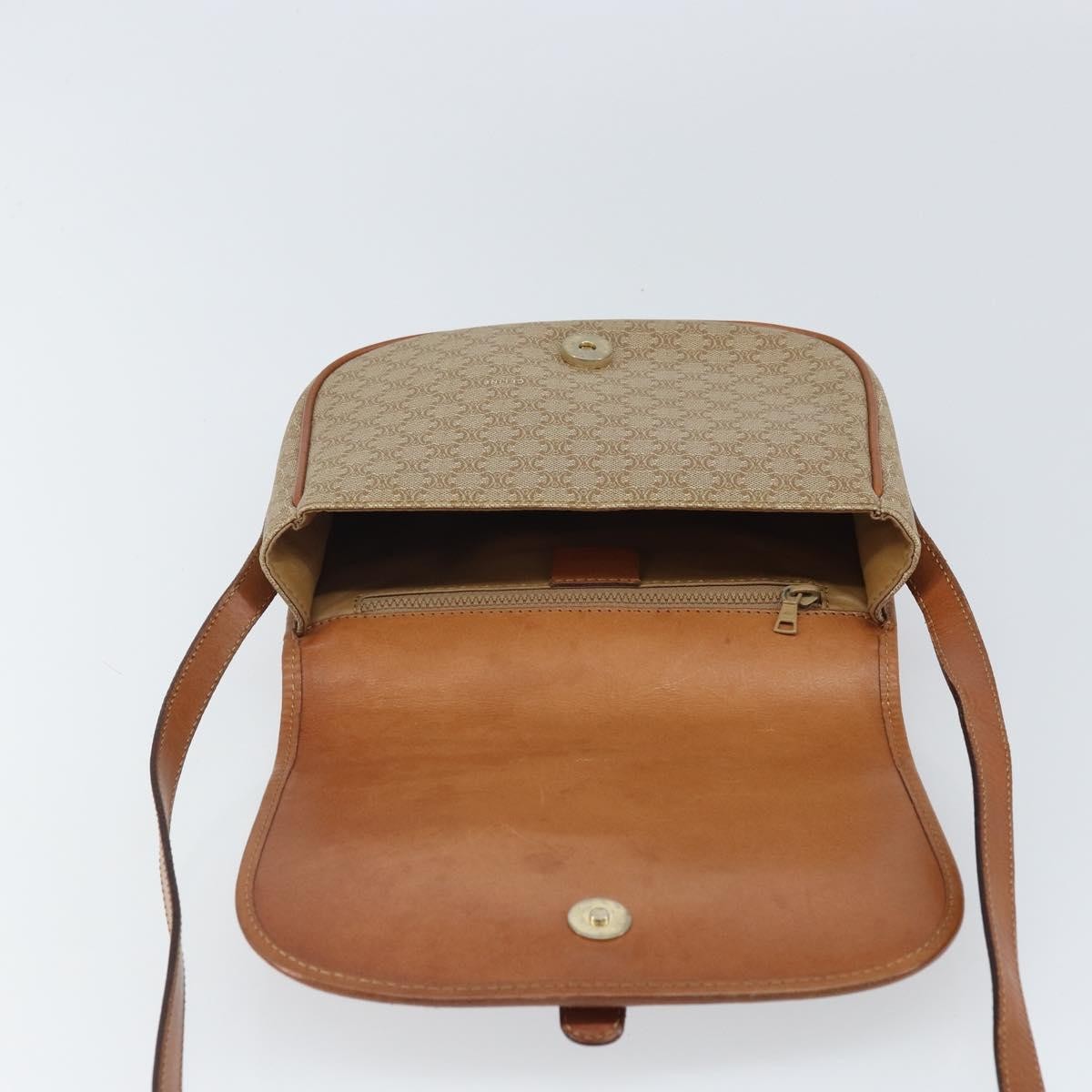 Celine Vintage Macadam Canvas And Leather Beige Canvas Shoulder Bag Bag (Pre-Owned)