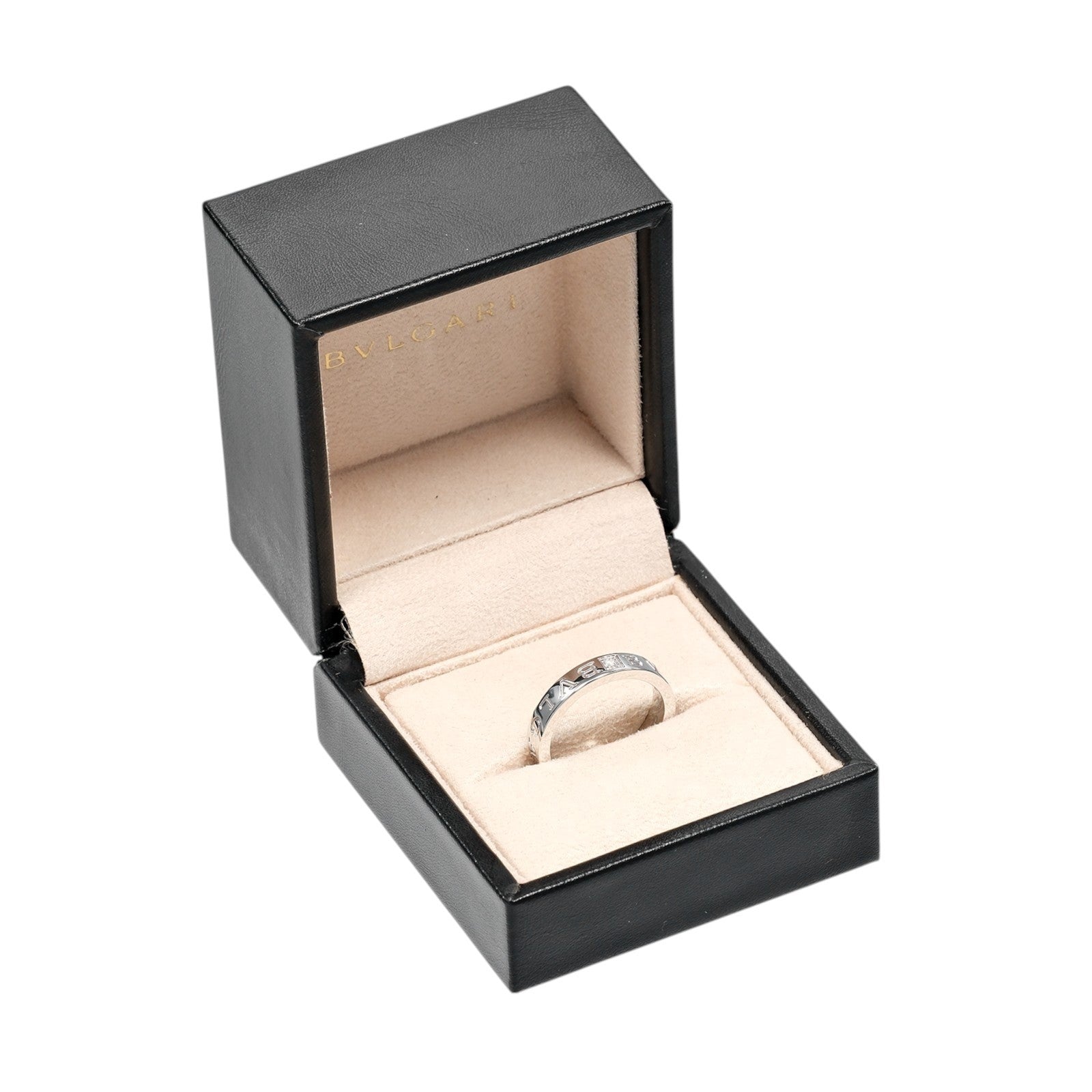 Bvlgari B.Zero1 Essential Logo Band 18K White Gold And Diamond Silver White_Gold Ring Jewelry (Pre-Owned)
