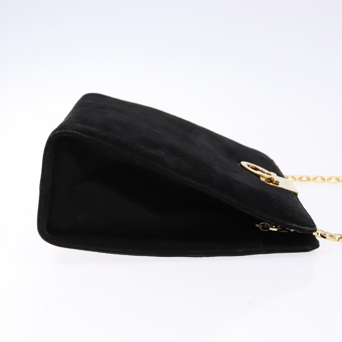 Salvatore Ferragamo Gancini Chain Suede Black Suede Shoulder Bag Bag (Pre-Owned)
