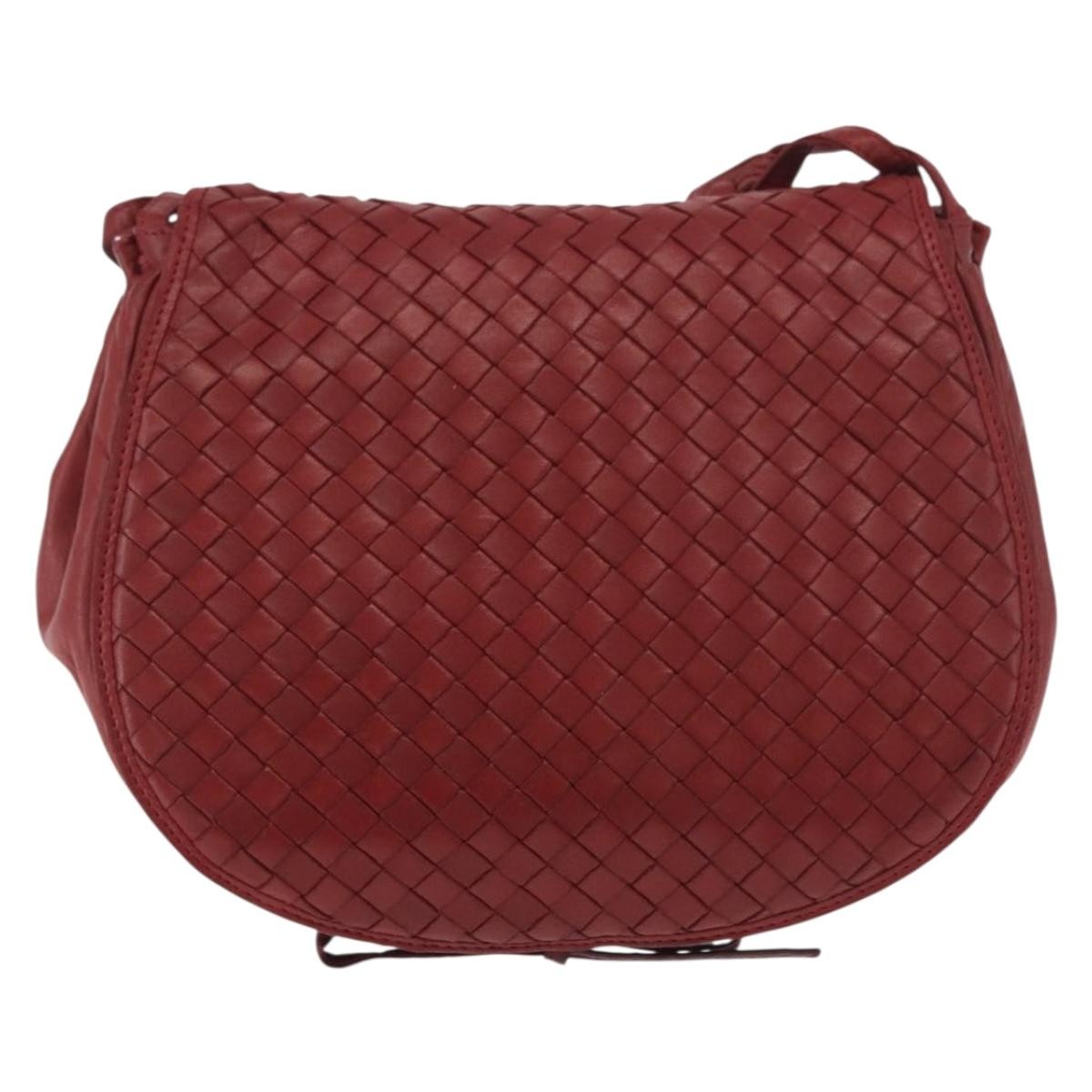 Bottega Veneta Flap Intrecciato Nappa Red Leather Shoulder Bag Bag (Pre-Owned)