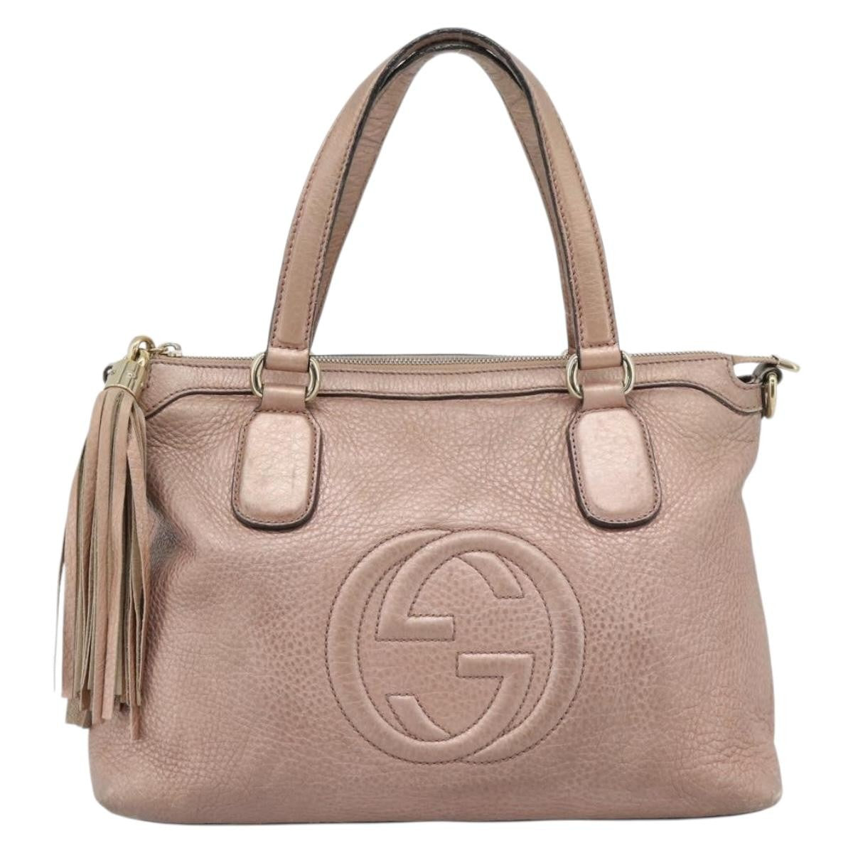 Gucci Soho Convertible Top Handle Leather Pink Leather Handbag (Pre-Owned)
