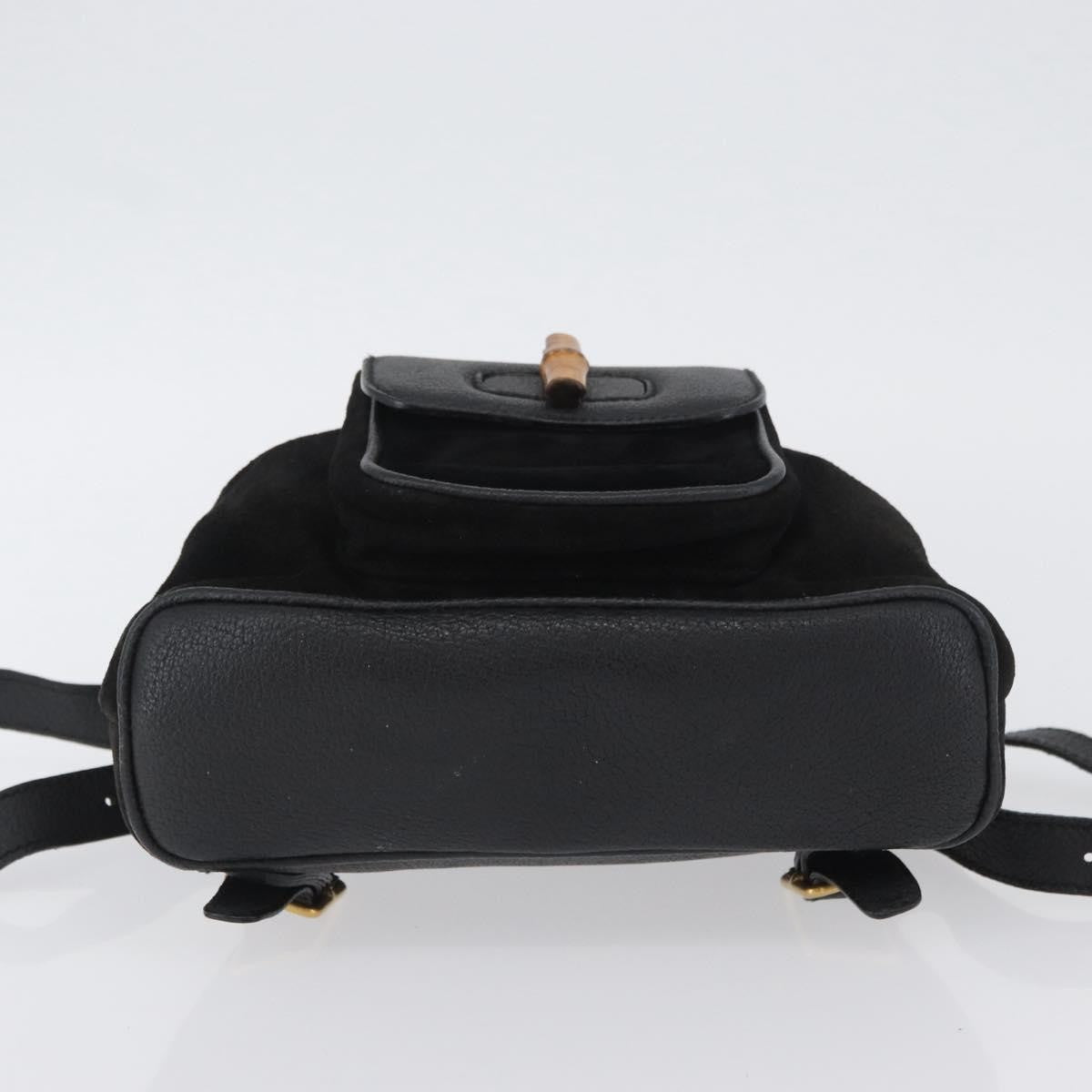 Gucci Gucci Bamboo Daim Black Suede Backpack Bag (Pre-Owned)