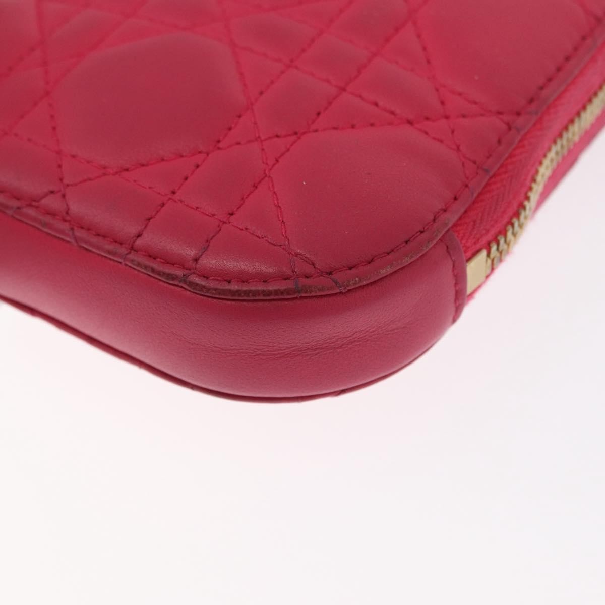 Christian Dior Lady Dior Phone Holder On Chain Cannage Quilt Lambskin Pink Leather Clutche & Pouche Bag (Pre-Owned)