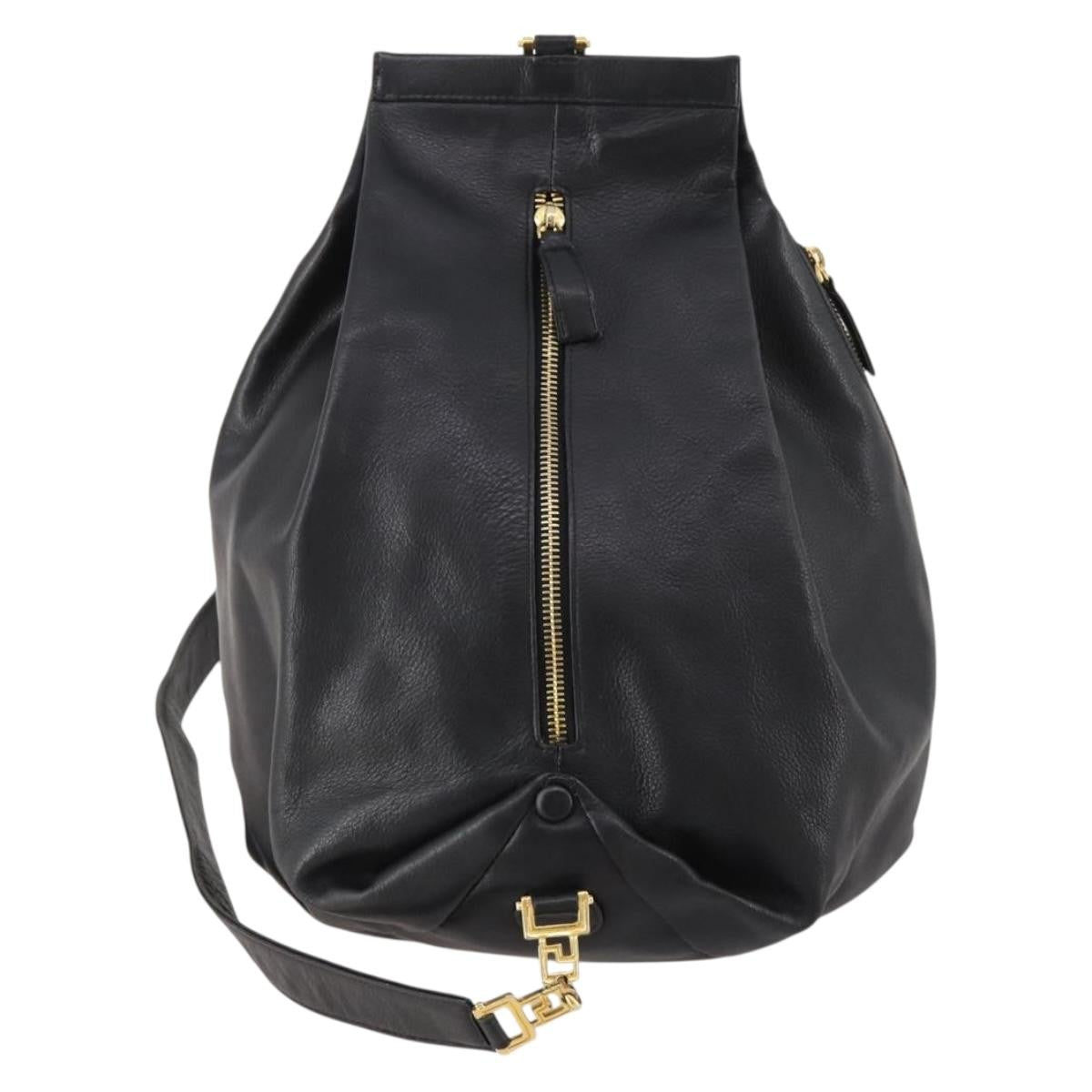 Versace Vintage Leather Black Leather Shoulder Bag Bag (Pre-Owned)