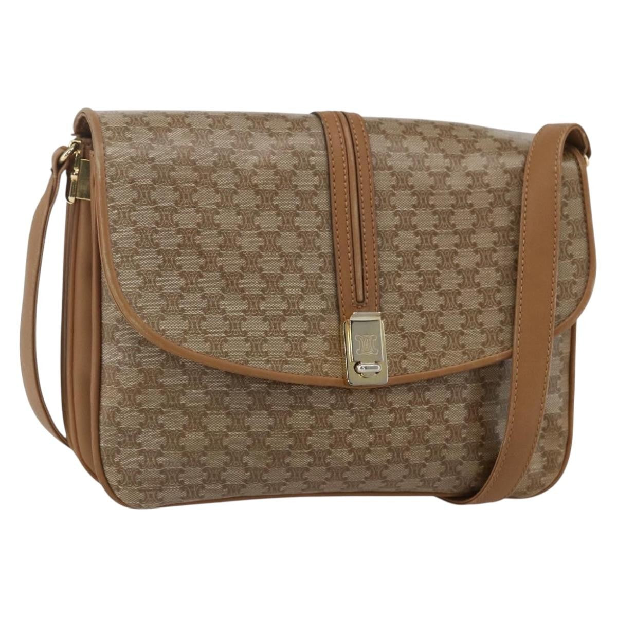 Celine Vintage Macadam Canvas And Leather Beige Canvas Shoulder Bag Bag (Pre-Owned)