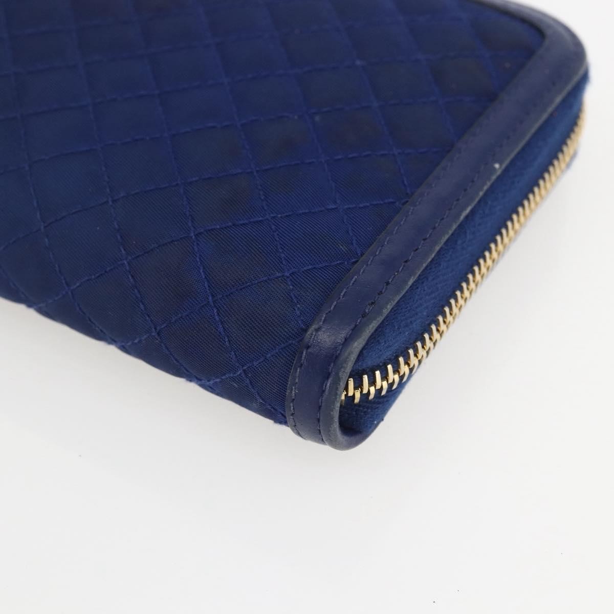 Prada Zip Around Organizer Saffiano Leather With Applique Blue Leather Wallets Accessory (Pre-Owned)