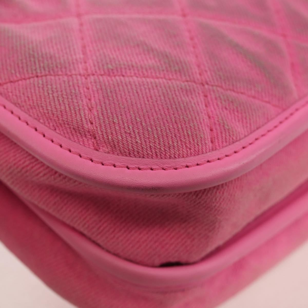 Chanel Flap Messenger Quilted Denim Pink Canvas Shoulder Bag Bag (Pre-Owned)