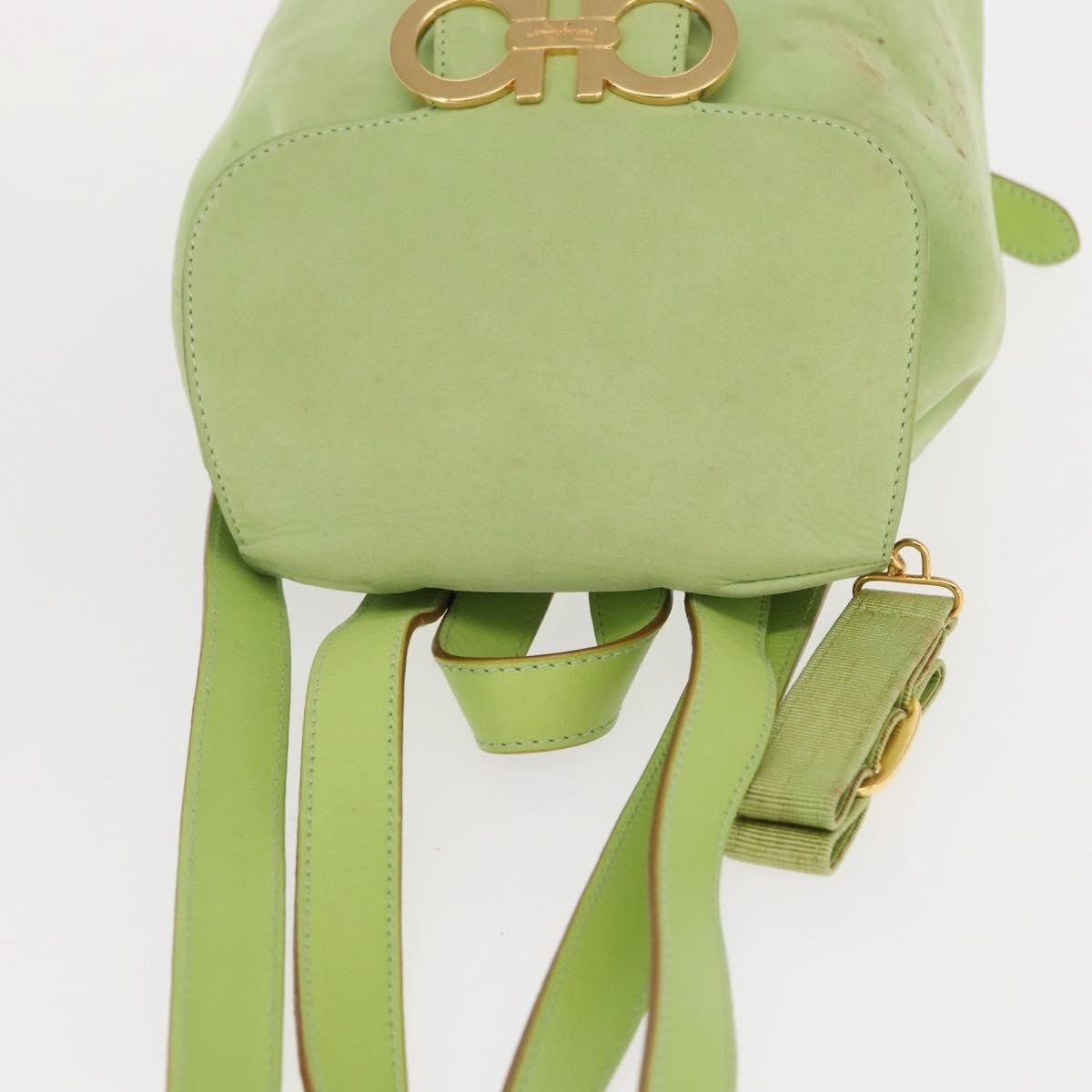 Salvatore Ferragamo Gancini Suede Green Suede Backpack Bag (Pre-Owned)