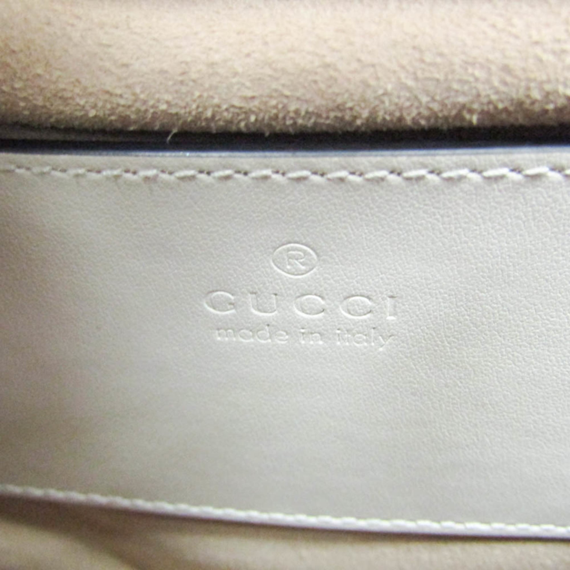 Gucci Gg Marmont Square Flap Matelasse Leather White Leather Shoulder Bag Bag (Pre-Owned)