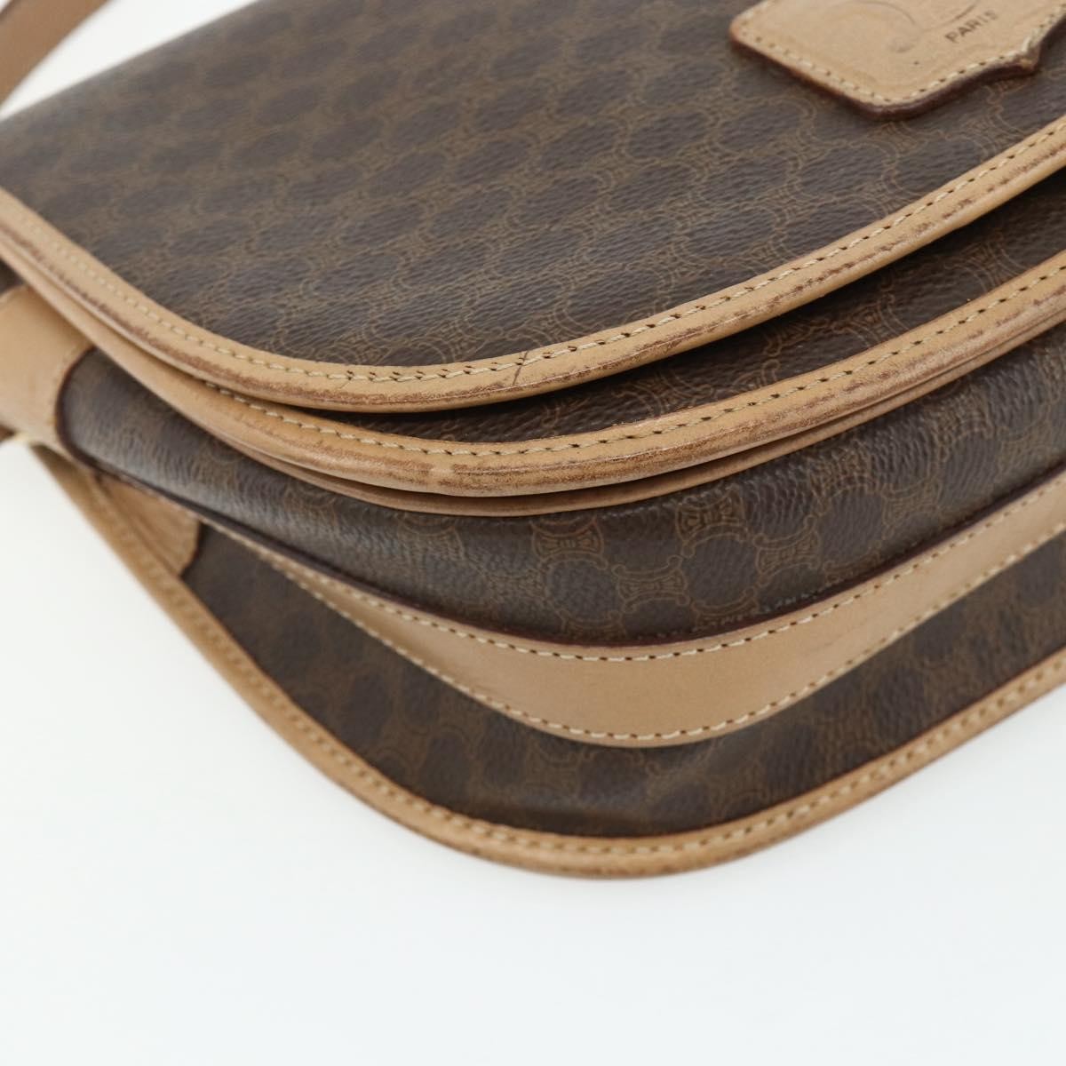 Celine Vintage Macadam Canvas And Leather Brown Canvas Shoulder Bag Bag (Pre-Owned)