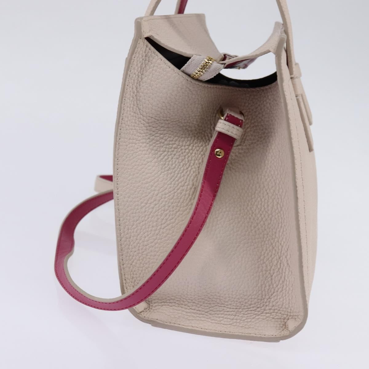 Salvatore Ferragamo Amy Tote Pebbled Leather Beige Leather Handbag (Pre-Owned)