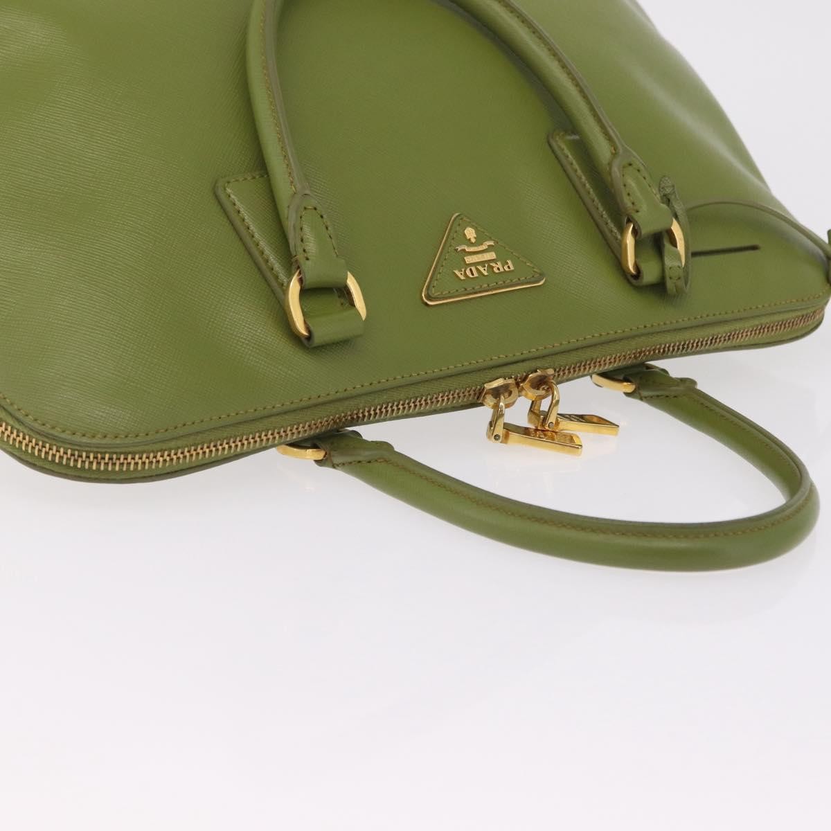 Prada Promenade Saffiano Leather Green Leather Handbag (Pre-Owned)