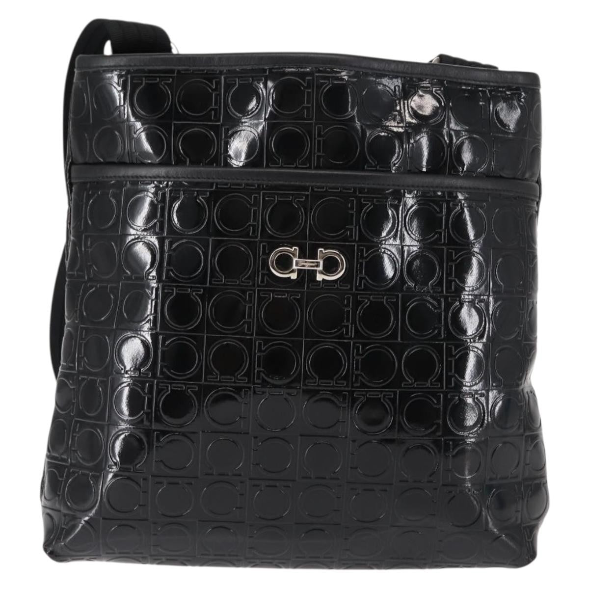 Salvatore Ferragamo Gancini Patent Leather Black Patent_Leather Shoulder Bag Bag (Pre-Owned)
