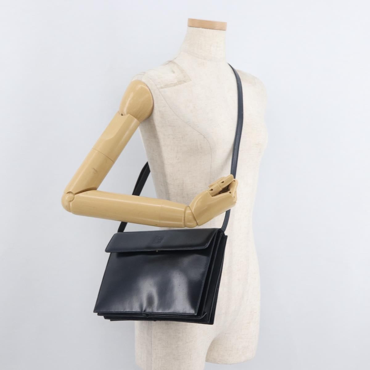 Loewe Anagram Leather Navy Leather Shoulder Bag Bag (Pre-Owned)