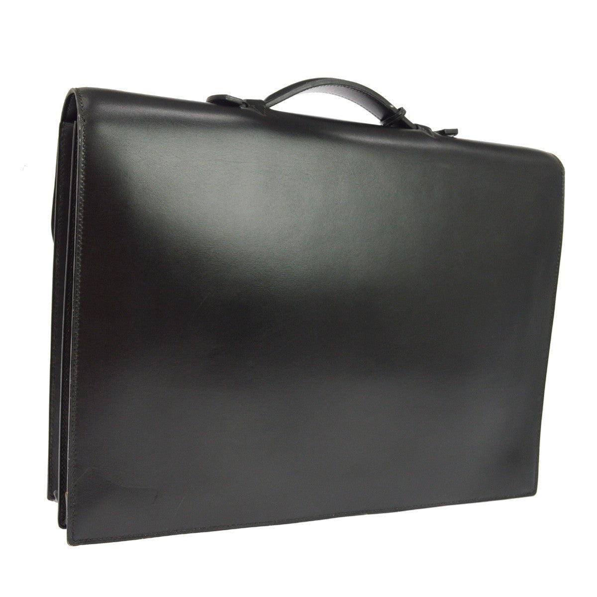 Hermes Sac A Depeches Box Calf Black Leather Handbag (Pre-Owned)