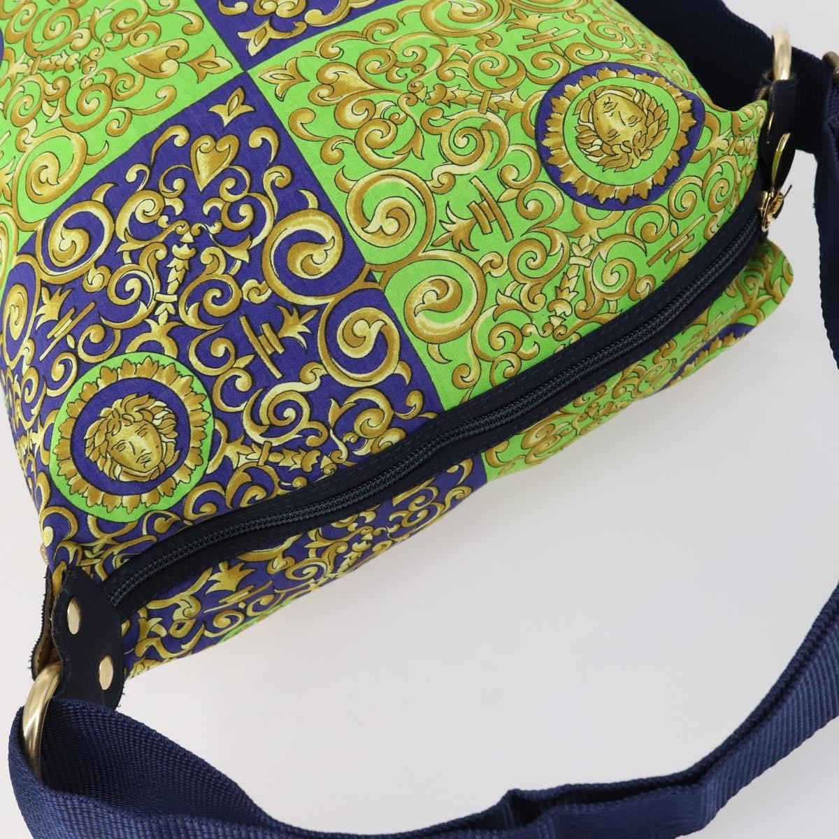 Versace Vintage Cotton Green Cotton Shoulder Bag Bag (Pre-Owned)