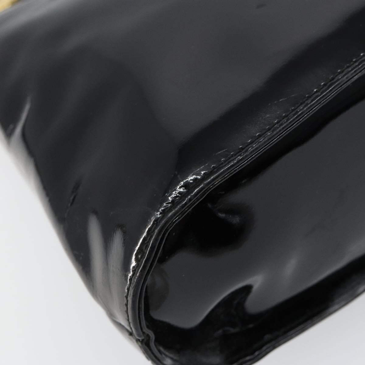 Salvatore Ferragamo Wanda Patent Leather Black Patent_Leather Handbag (Pre-Owned)